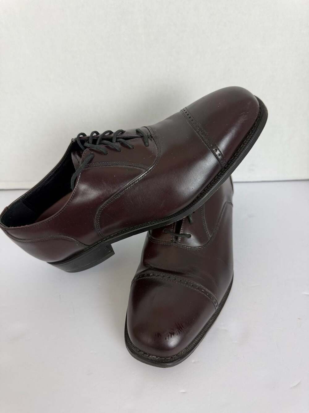 Florsheim Lexington Burgundy Leather Cap Toe Oxford Dress Shoes - Picture 3 of 7